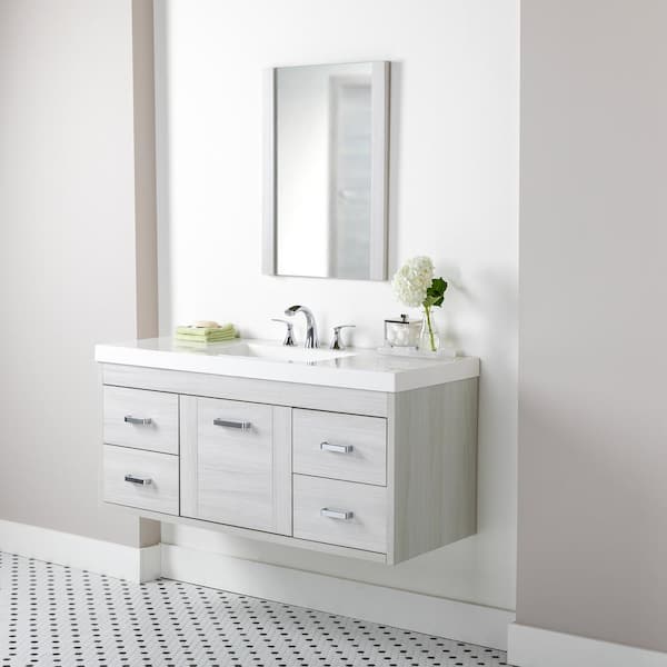 Home Decorators Collection Stockley 18 in. W x 19 in. D x 22 in. H Single  Sink Floating Bath Vanity in Forest Elm with White Cultured Marble Top  B36X20167 - The Home Depot