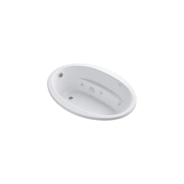 Sunward 60 in. Oval Drop-in Whirlpool Bathtub in White