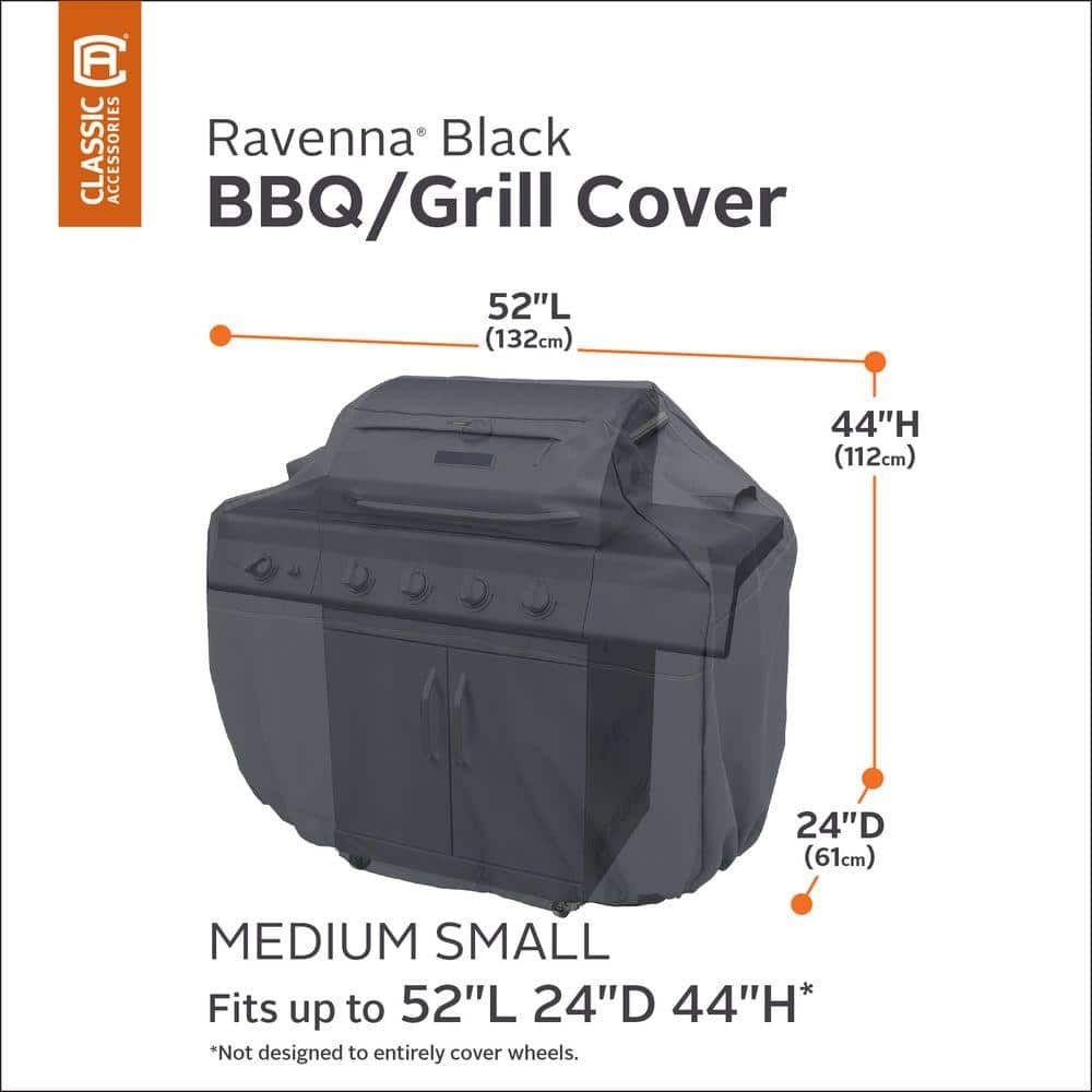 Ravenna Black Water-Resistant Medium BBQ Grill Cover