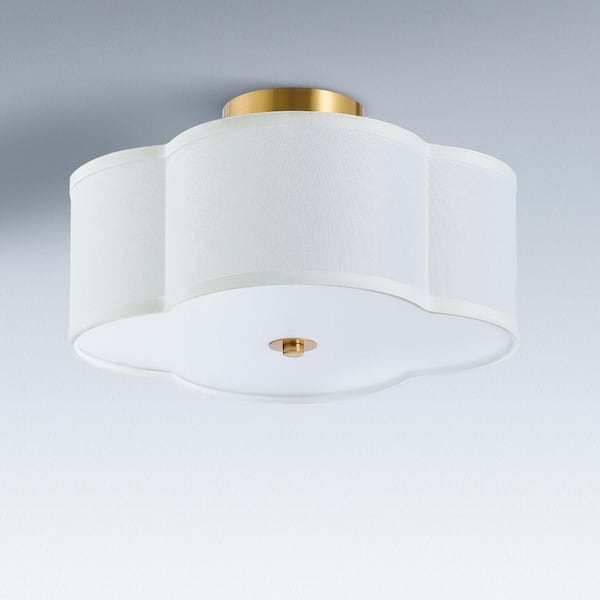 12.6 in. 4-Light Fabric Semi Flush Mount Ceiling Light Fixture with Fabric Shade, Acrylic Diffuser and E26 Bases
