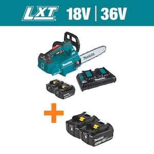LXT 14 in. 18V X2 (36V) Brushless Top Handle Electric Battery Chainsaw Kit (5.0Ah) with 18V LXT 5.0 Ah (2-Pk)