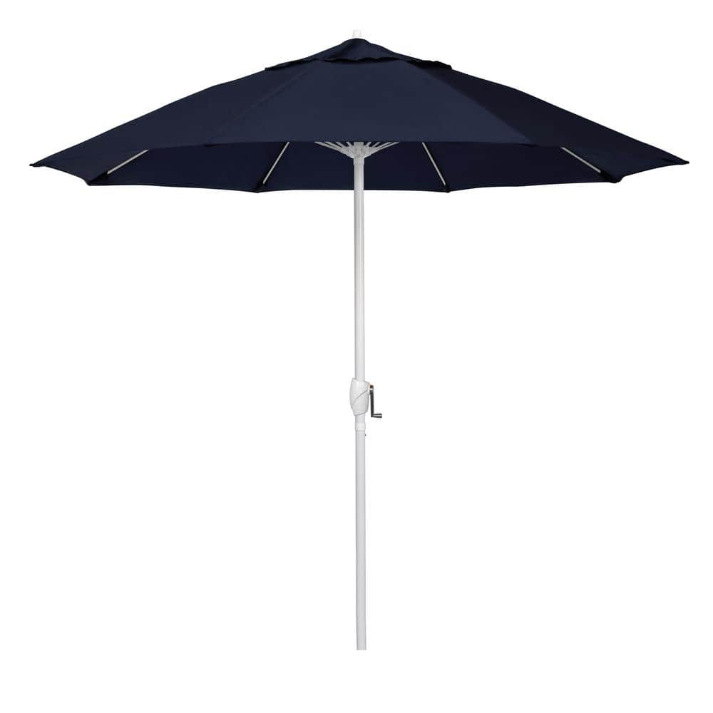 9 ft. Matted White Aluminum Market Patio Umbrella Fiberglass Ribs and Auto Tilt in Navy Blue Olefin price history on PriceWatchPro