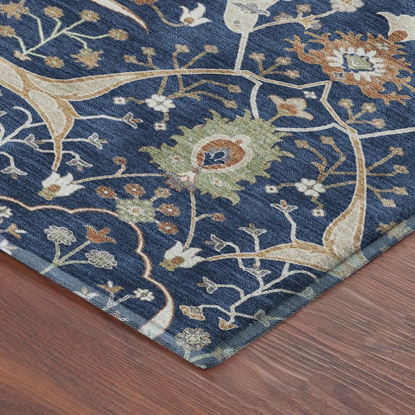 Mayfield Premium Machine Washable Abstract AMF2250 Navy 10 ft. x 14 ft. Area Rug