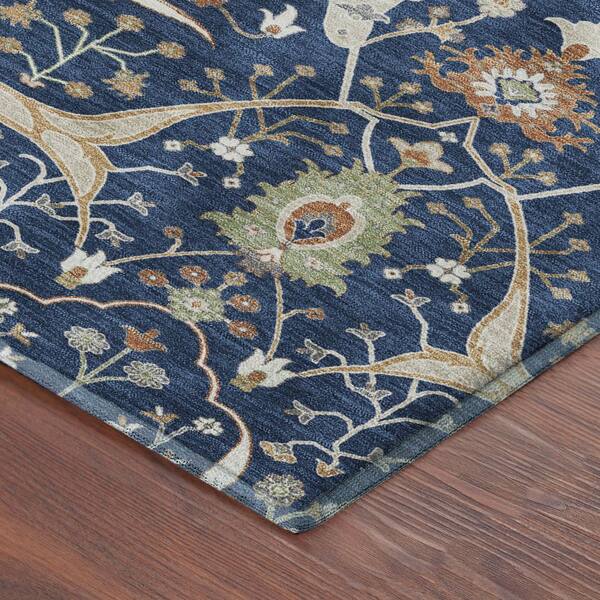 Mayfield Premium Machine Washable Abstract AMF2250 Navy 5 ft. x 7 ft. 6 in. Area Rug