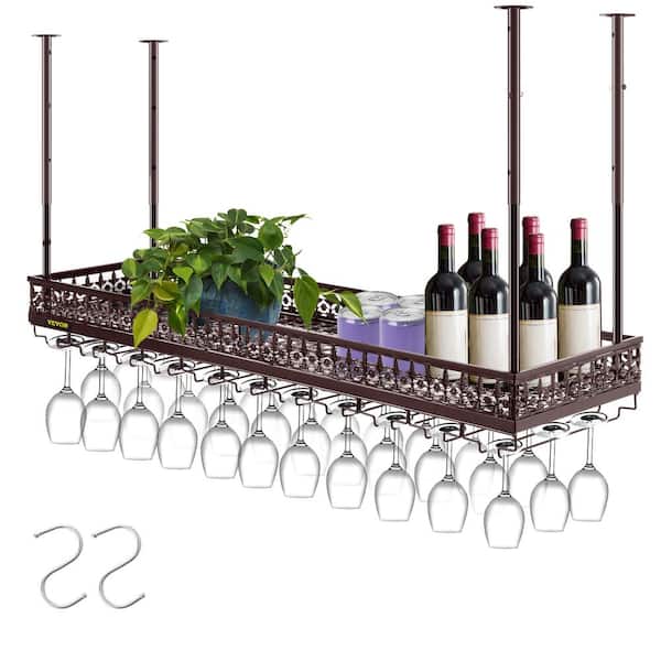 Modern Wall Mounted Wood Wine Rack 4-Bottle & 4 Wine Glass Rack