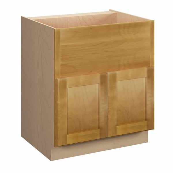 Kunal Kitchens Aberdeen Recessed 30 in. W x 34.5 in. H x 24 in. D Assembled Plywood Farm Sink Base Cabinet in Caramel
