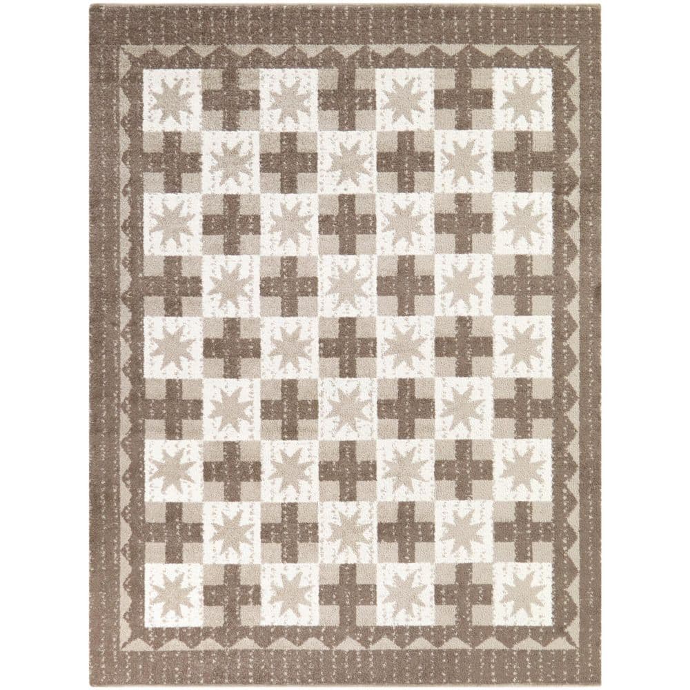 Birgitte Beige/Cream 5 ft. 3 in. x 7 ft. Star Checker Area Rug price history on PriceWatchPro