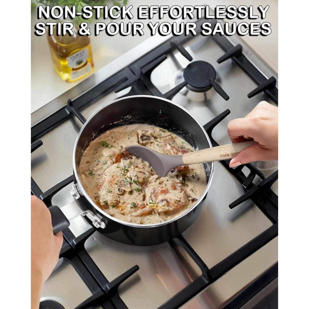 3 Quart Black Aluminum Non-stick Saucier with Glass Lid
