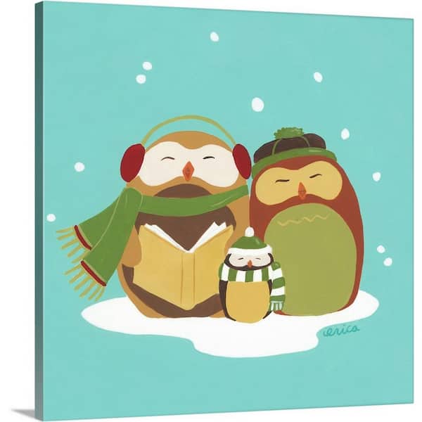 GreatBigCanvas 24 in. x 24 in. Happy Owlidays II by June Erica Vess Canvas Wall Art