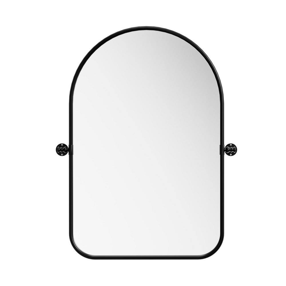 Black 1-Piece 24 in. W x 31 in. H Arch Metal Accent Wall Mirror Pivot Bathroom Vanity Mirror Decorative Mirrors price history on PriceWatchPro