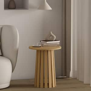 Layla 17.7 in. Modern Natural Oak Round MDF End Table