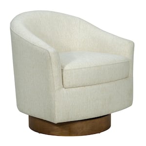 Ashton Cream Upholstered Swivel Armchair with Wood Base