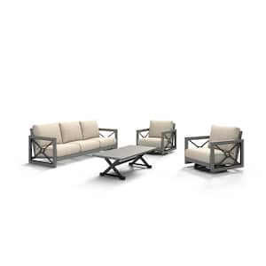 Marindo 4-Piece Aluminum Patio Conversation Set with Sunbrella Cushions