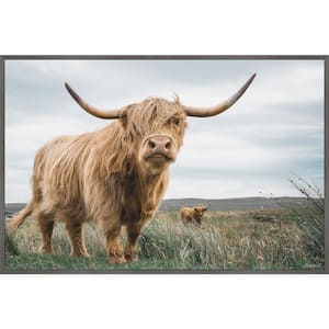 "Grazing Cattles" by Marmont Hill Floater Framed Canvas Animal Art Print 20 in. x 30 in.