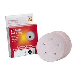 5 in. 5-Hole 100-Grit Premium Plus Stearated Aluminum Oxide Hook and Loop Sanding Discs (25 per Box)