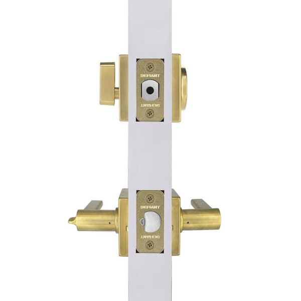 Defiant - Tonebridge Brushed Gold Combo Pack with Single Cylinder Square Rose Deadbolt