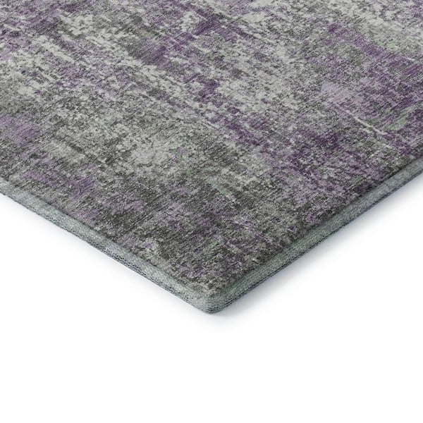 Mayfield Premium Machine Washable Abstract AMF1765 Plum 2 ft. 3 in. x 7 ft. 6 in. Runner Rug