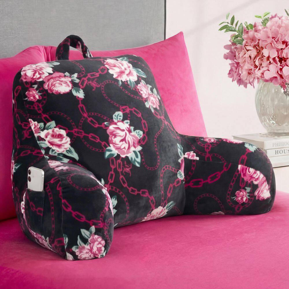Chain Rose Charcoal Black Floral Plush Polyester 30 in. x 21 in. Throw Pillow price history on PriceWatchPro