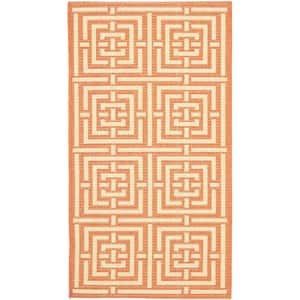 Courtyard Terracotta/Cream 2 ft. x 4 ft. Geometric Indoor/Outdoor Patio Area Rug