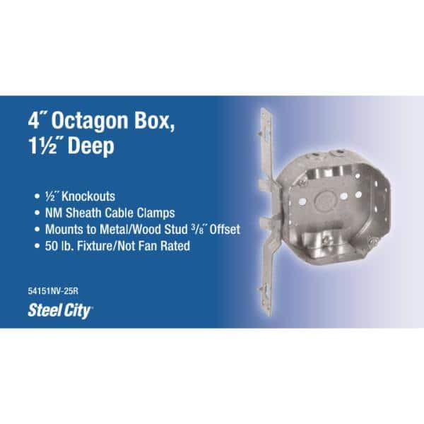 4 in. 1-1/2 in. D Octagon Box Box Non-Metallic with V Bracket and Cable Clamps (54151NV-25R)