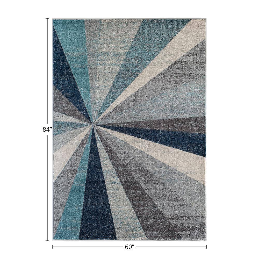 Hale Blue Geometric Synthetic Area Rug, 5' x 7'