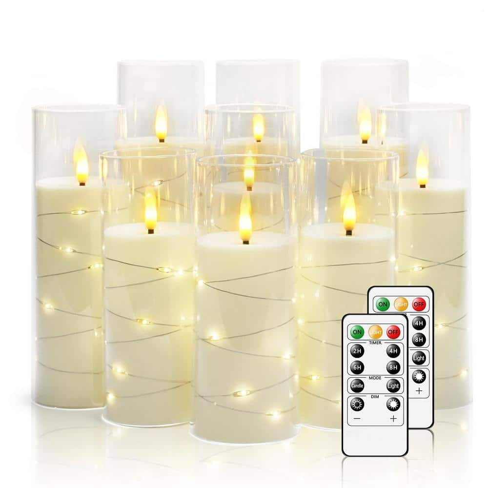 Red Flameless Candle with Remote Control LED Candle with String Lights newest