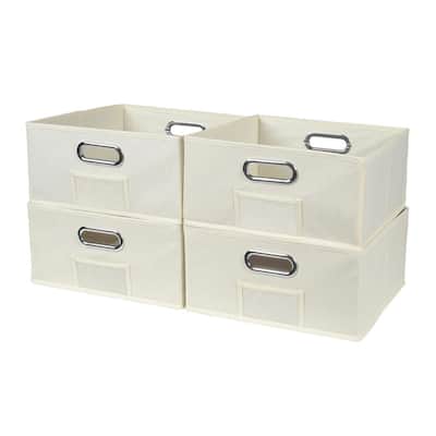 6 in. H x 12 in. W x 12 in. D Brown Fabric Cube Storage Bin 4-Pack