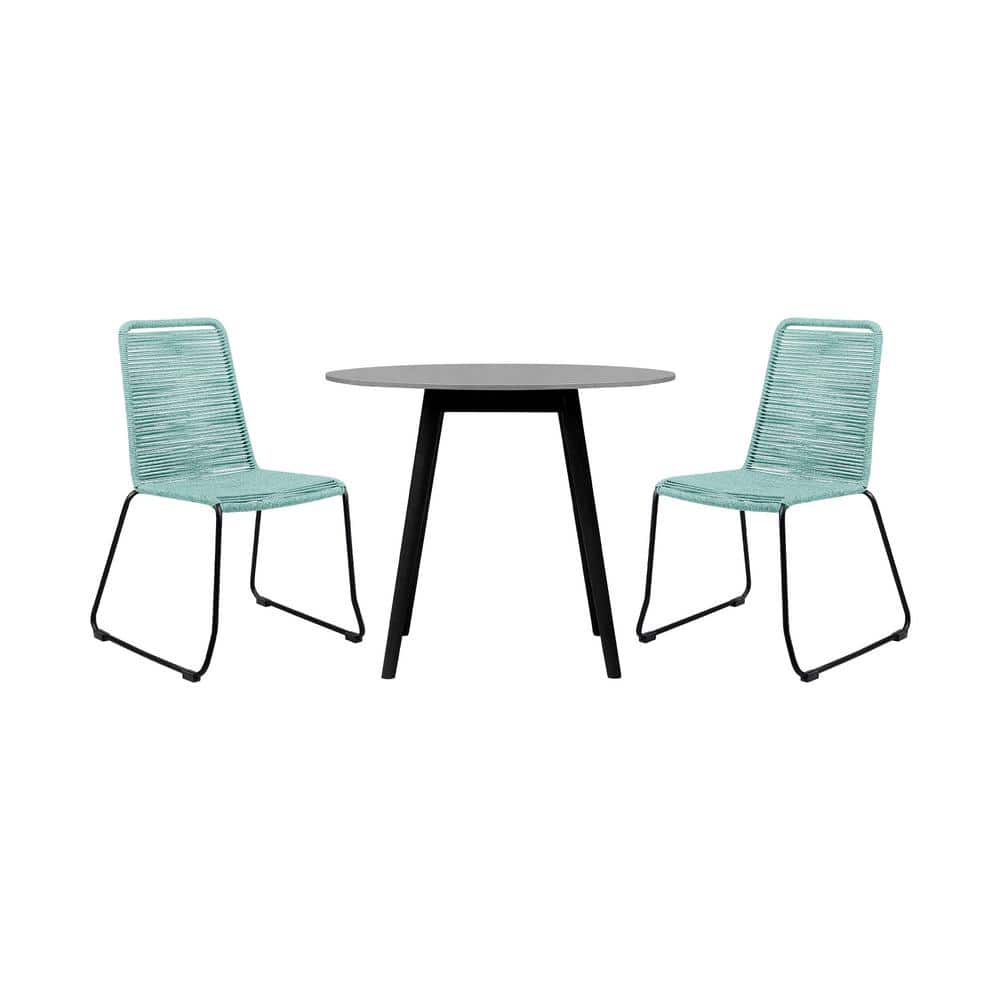 Sydney and Shasta Wasabi 3-Piece Wood Round Outdoor Dining Set