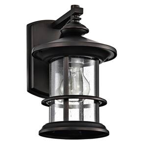 10 in. Black Outdoor Hardwired Wall Lantern Sconce with No Bulbs Included