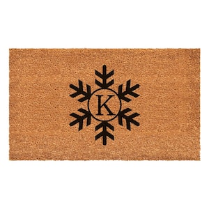 Snowflake Monogram Doormat, 24" x 36" " (Letter K)