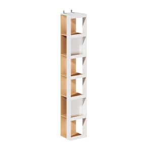 White & Wood Grain 78.7 in. Height Accent Cabinet, Tall & Thin Corner Storage Cabinet Bookcase with 6-Tier Shelves