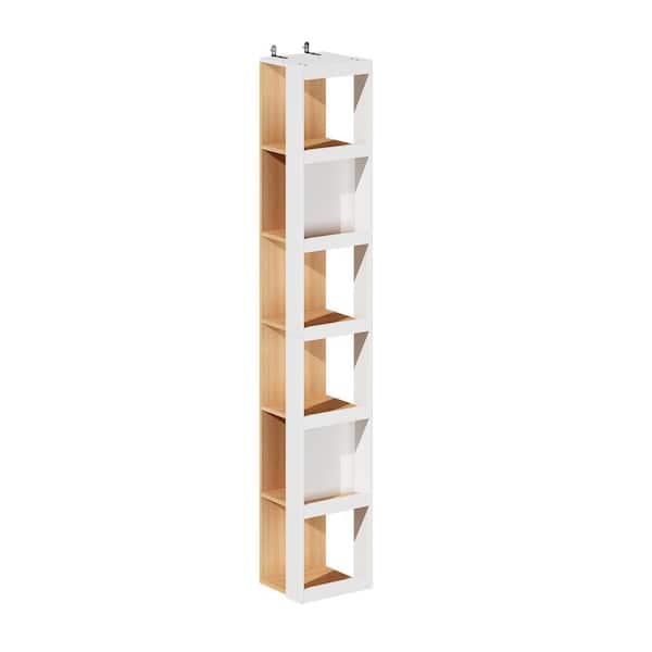 FUFU&GAGA White Wood Grain 78.7 in. Height Accent Cabinet, Tall Thin Corner Storage Cabinet Bookcase 6-Tier Shelves