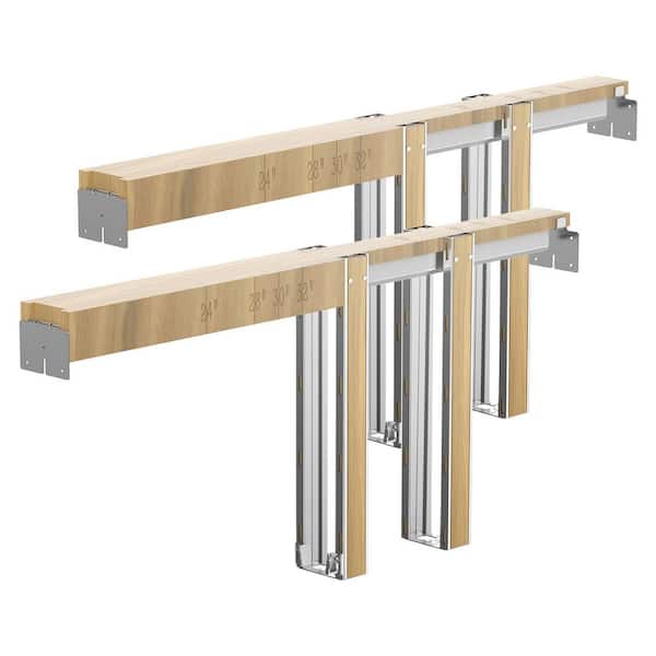 Pocket Door Frame Kit for 48-72 in. x 80 in. Door, Soft Close, Smooth Slide, Easy Install, Wood & Steel, Living Room