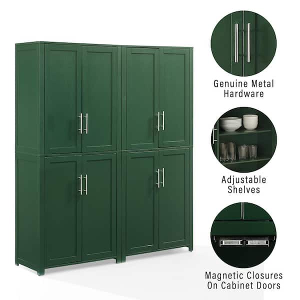 CROSLEY FURNITURE Savannah Hunter Green Wood 56 in. Pantry Cabinet