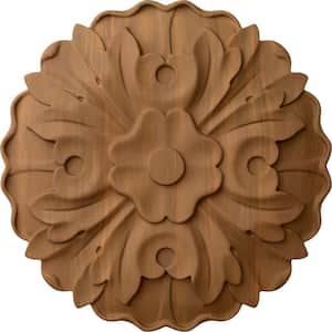 1-1/8 in. x 9-1/4 in. x 9-1/4 in. Unfinished Wood Cherry Large Kent Floral Rosette
