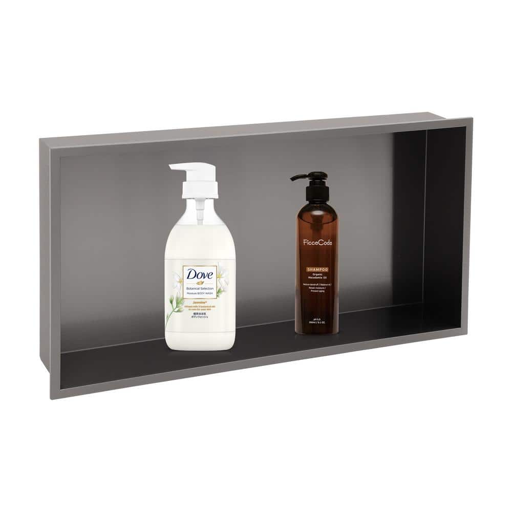 Matte Black Stainless Steel 25-Inch Shower Niche Shelf