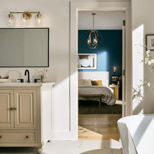 Winslow 21.5 in. 3-Light Natural Brass Contemporary Bathroom Vanity Light with Clear Seeded Glass