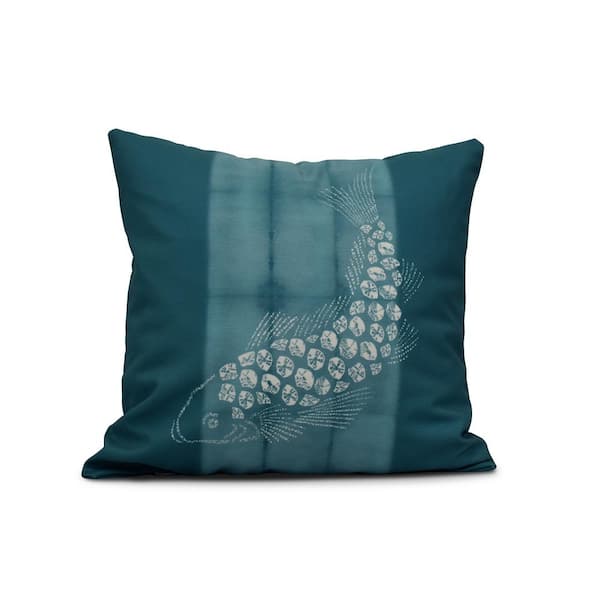 Unbranded Fish Pool Animal Print Throw Pillow in Teal