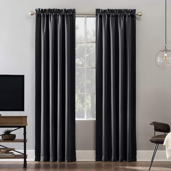 Alna Theater Grade Coal Polyester 52 in. W x 84 in. L Rod Pocket 100% Blackout Curtain (Single Panel)