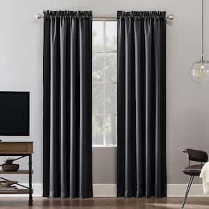 Alna Theater Grade Coal Polyester 52 in. W x 95 in. L Rod Pocket 100% Blackout Curtain (Single Panel)