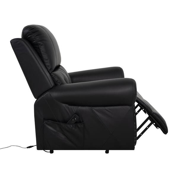 HOMESTOCK Black Deluxe Adjustable Power Lift Recliner Chair for