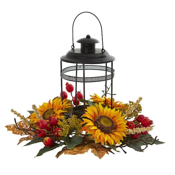 Nearly Natural Sunflower Berry Artificial Arrangement Candelabrum