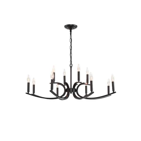 Avex 12-Light Matte Black Farmhouse Pendant Light with Iron Frame, No Bulbs Included