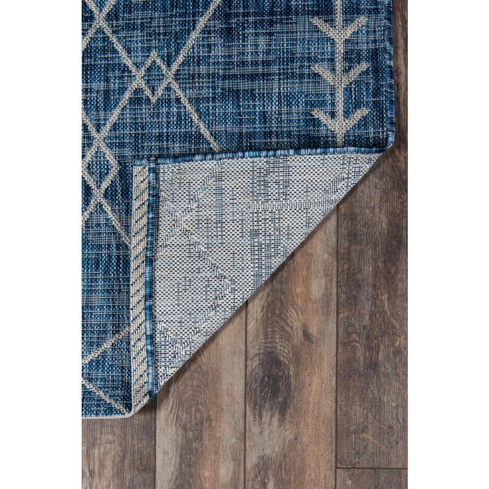 Monaco Blue Geometric Indoor/Outdoor Easy-Care Rug, 3'3" x 5'