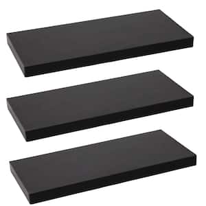 14.95 in. x 6.6 in. x 1 in. Black 3-Pack Of Floating Wall Shelves with Invisible Brackets