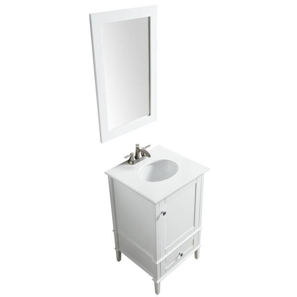 ANZZI Alexander Series 21-in Black Single Sink Bathroom Vanity with White Solid Surface Top (Mirror Included)