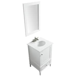 Alexander 21 in. W x 34.4 in. H Bath Vanity in Rich White with Stone Vanity Top in White with White Basin and Mirror