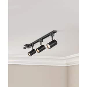 4 ft. 3-Light Black Integrated LED Linear Track Lighting Kit with Mini Cylinder Step Heads