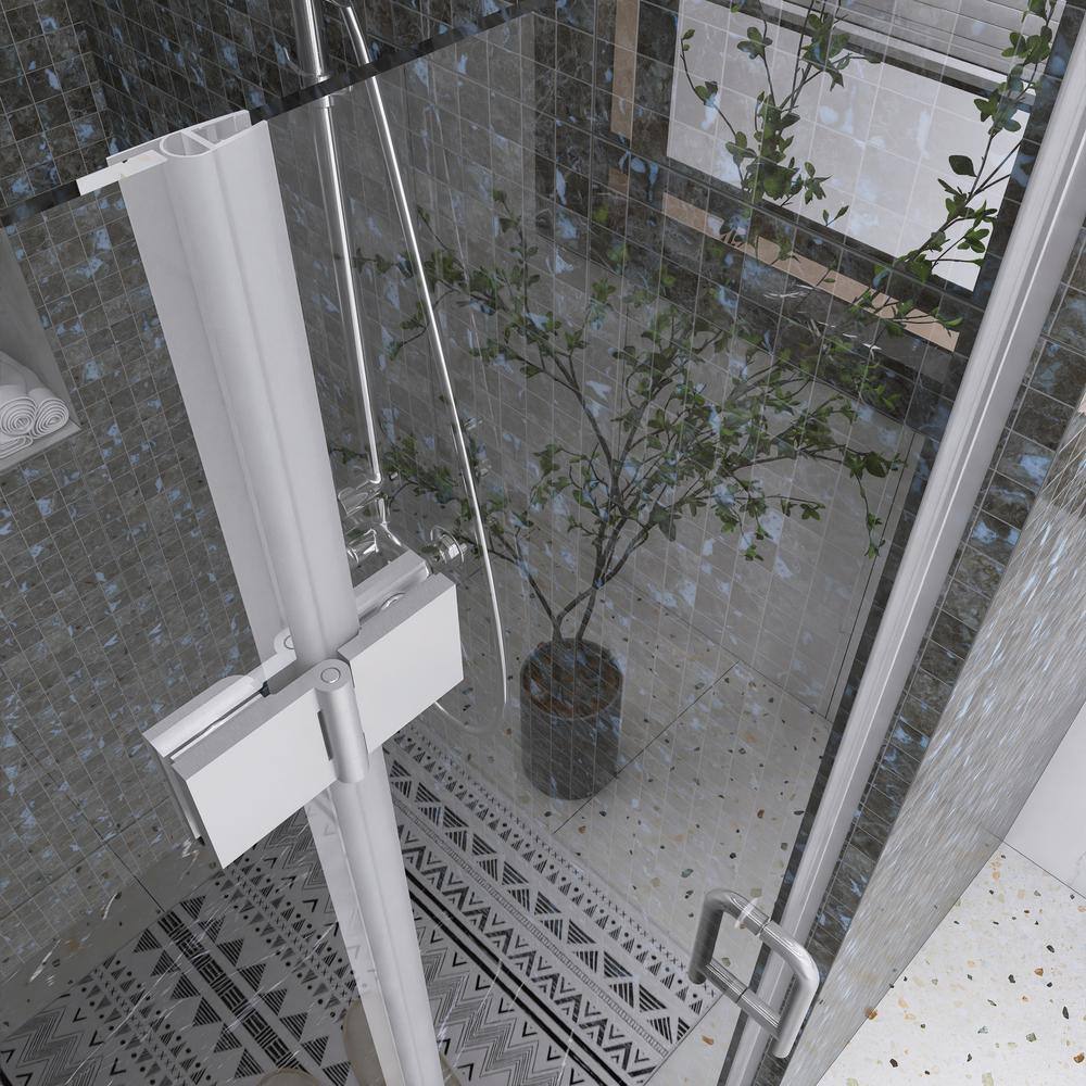 36'' Chrome Semi-Frameless Bi-Fold Shower Door with Clear Glass