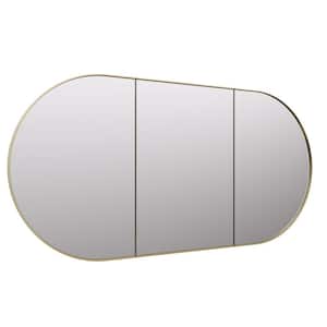 Nia 60 in. W x 30 in. H x 5 in. D  Satin Brass Recessed Medicine Cabinet with Mirror